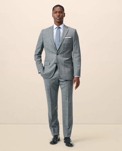 Classic-Fit Stretch Wool Blend Windowpane Suit Pants, image 1