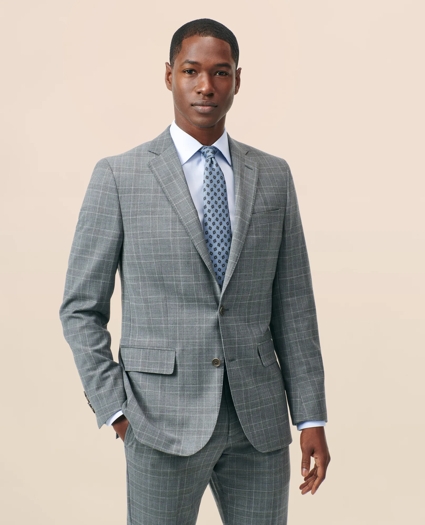 Classic-Fit Stretch Wool Blend Windowpane Suit Jacket, image 1