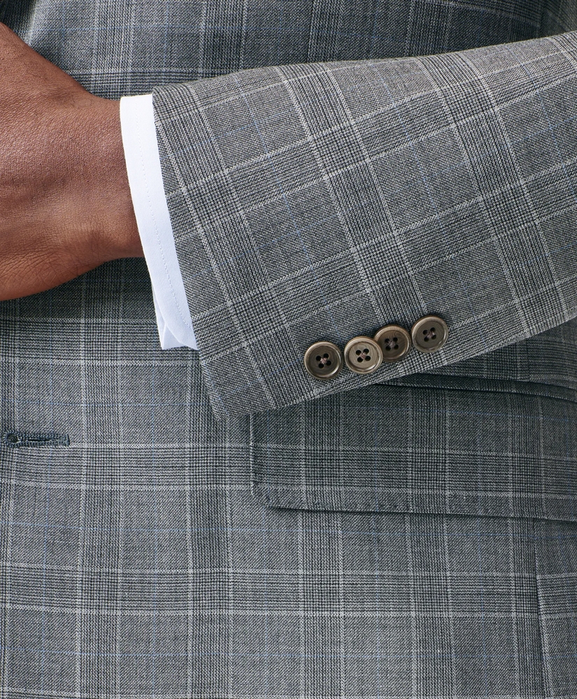 Classic-Fit Stretch Wool Blend Windowpane Suit Jacket, image 4