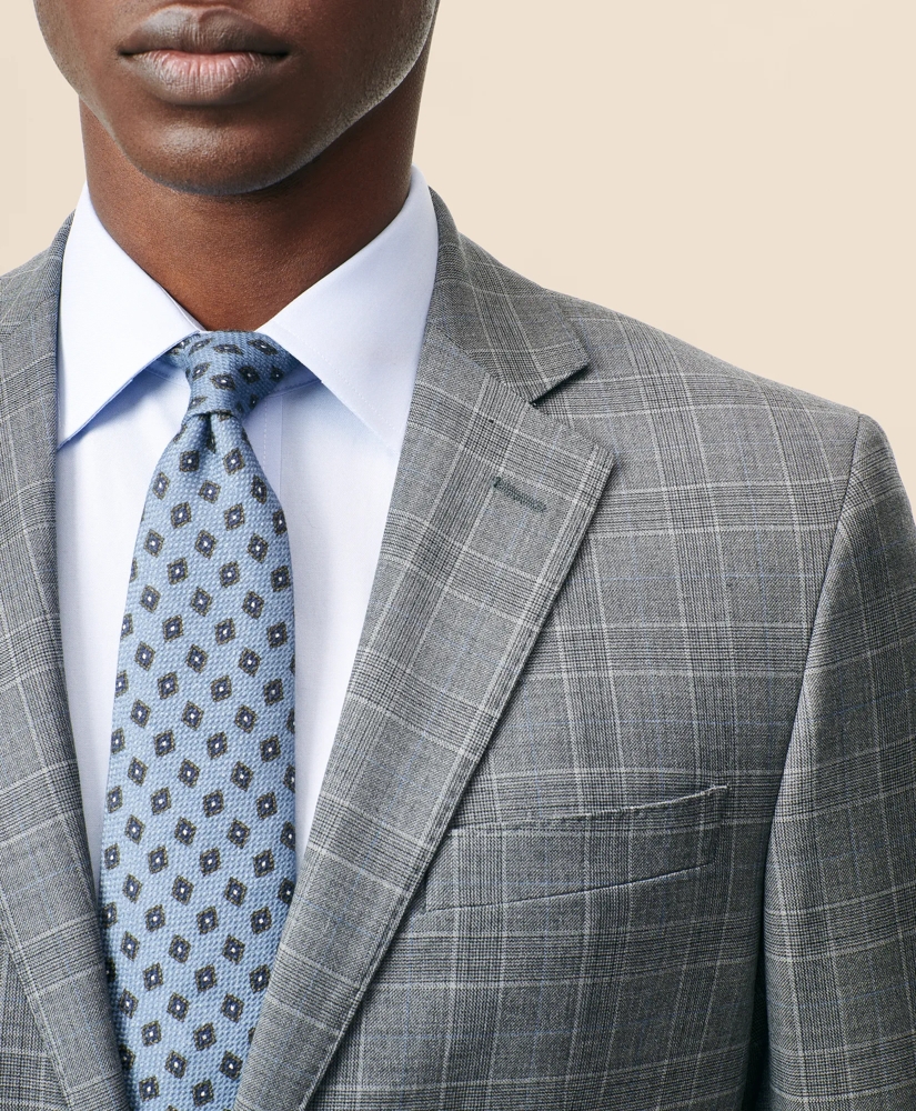 Classic-Fit Stretch Wool Blend Windowpane Suit Jacket, image 5