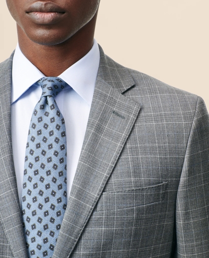 Classic-Fit Stretch Wool Blend Windowpane Suit Jacket, image 5