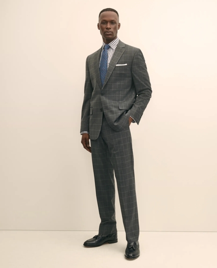 Classic-Fit Stretch Wool Blend Bold-Windowpane Suit Pants, image 1