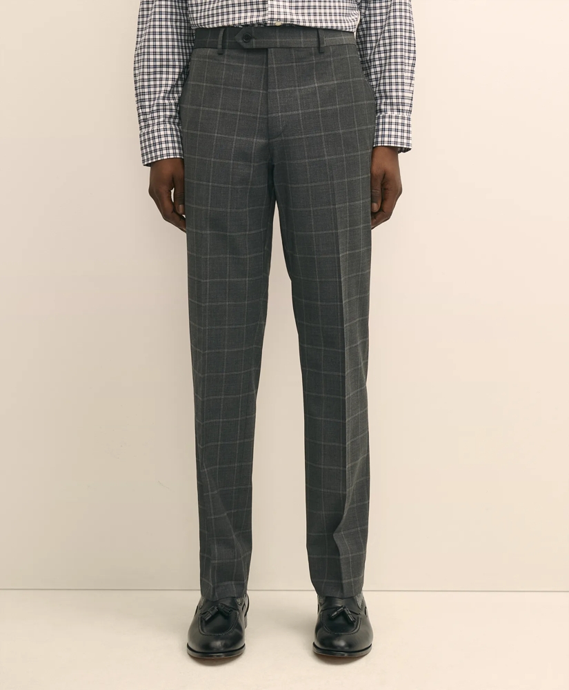 Classic-Fit Stretch Wool Blend Bold-Windowpane Suit Pants, image 2