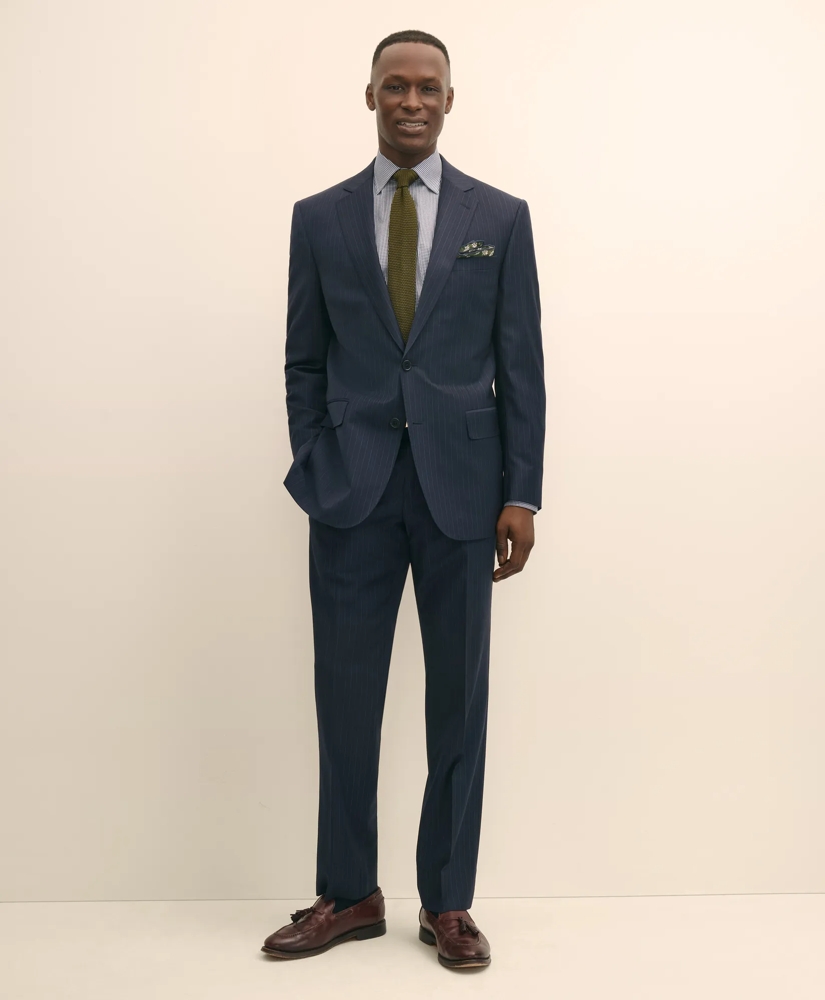 Classic-Fit Stretch Wool Blend Multi-Pinstripe Suit Pants, image 1