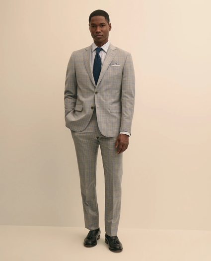 Classic-Fit Stretch Wool Blend Overcheck Suit Pants, image 1