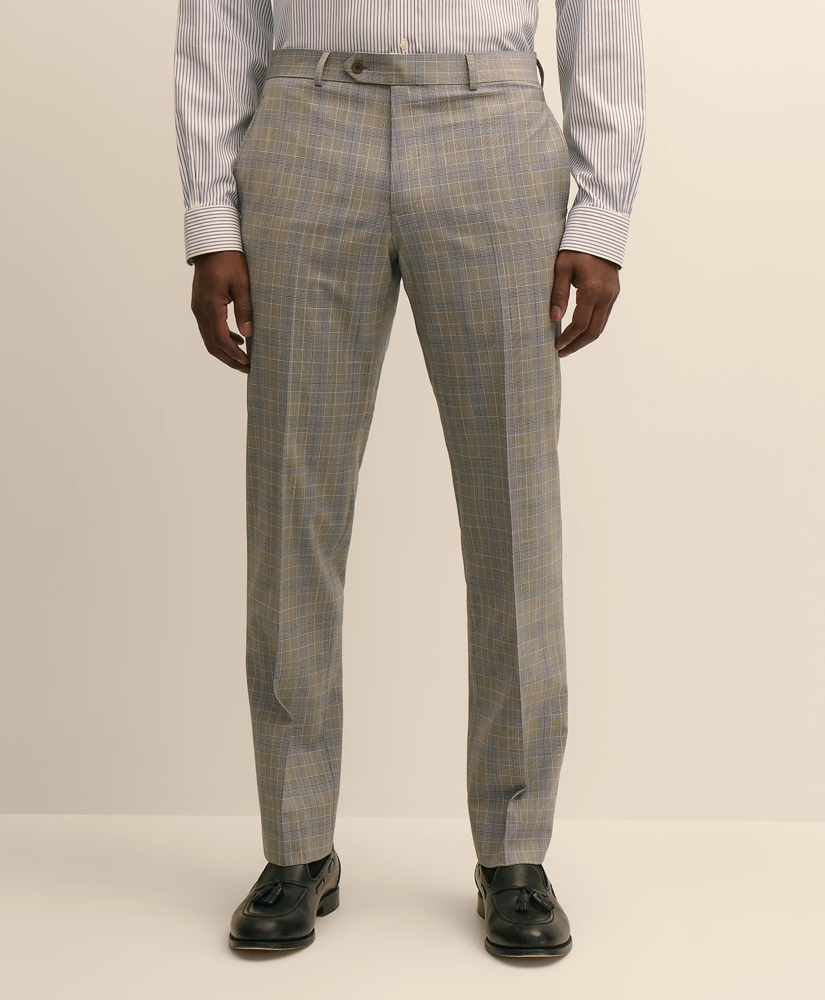 Classic-Fit Stretch Wool Blend Overcheck Suit Pants, image 2