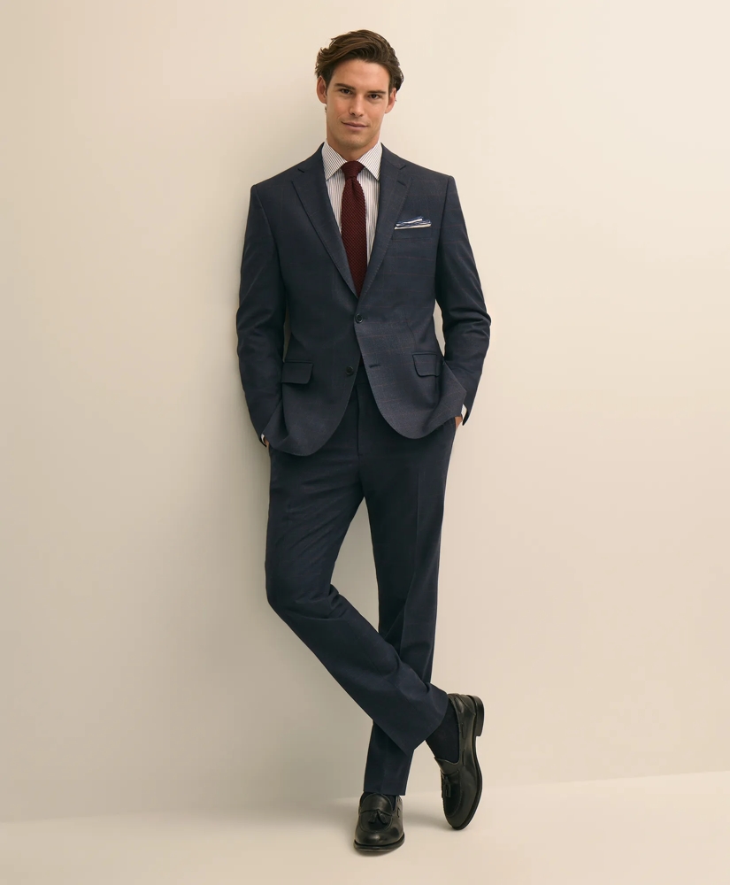 Classic-Fit Stretch Wool Blend Windowpane Suit Jacket, image 2