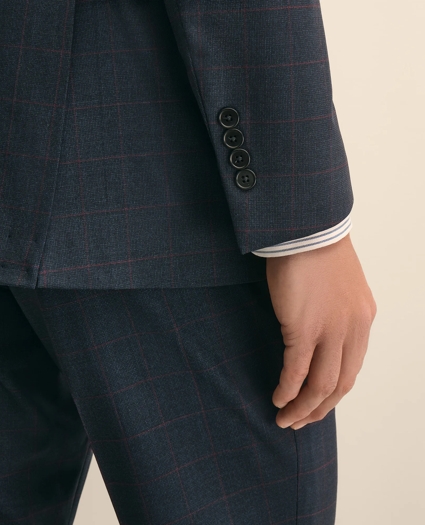 Classic-Fit Stretch Wool Blend Windowpane Suit Jacket, image 5