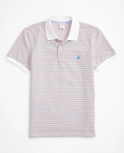 Slim-Fit Striped Performance Polo Shirt, image 1
