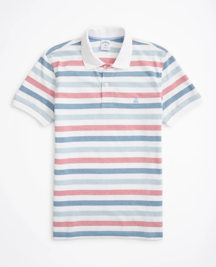 Slim-Fit Striped Performance Polo Shirt, image 1
