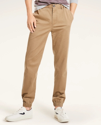 Stretch Cotton Twill Jogger Pants, image 1