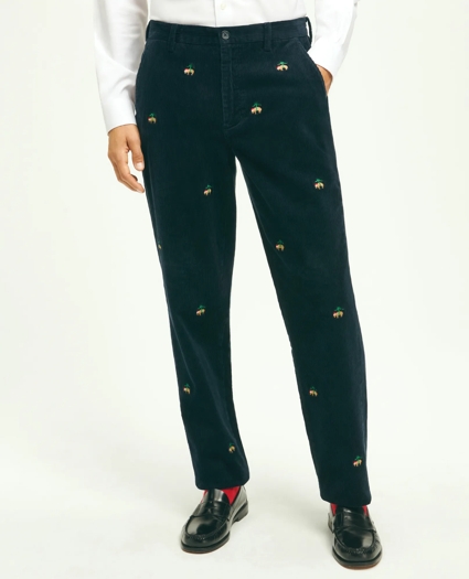Stretch Cotton Holiday Fleece Corduroy Pants, image 1