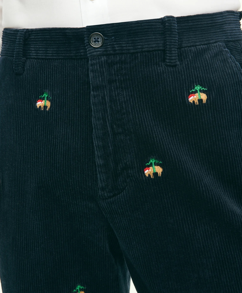 Stretch Cotton Holiday Fleece Corduroy Pants, image 3