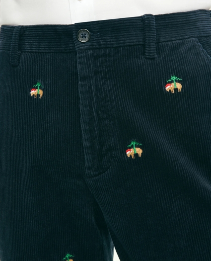 Stretch Cotton Holiday Fleece Corduroy Pants, image 3