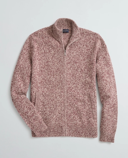 Marled Stretch Merino Wool-Blend Zip Cardigan, image 1