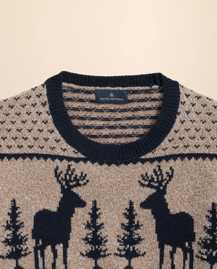 Merino-Wool Blend Jacquard Moose Sweater, image 2