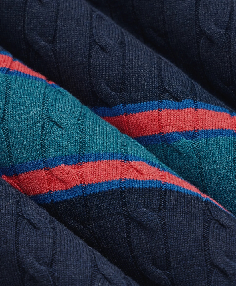 Cotton Cable-Knit Striped Sweater, image 3