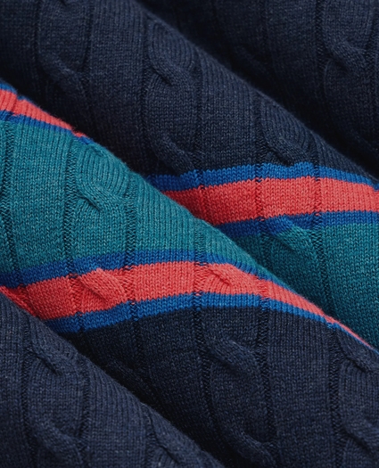 Cotton Cable-Knit Striped Sweater, image 3