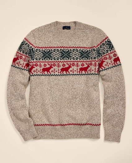 Italian Merino Wool-Blend Jacquard Reindeer Sweater