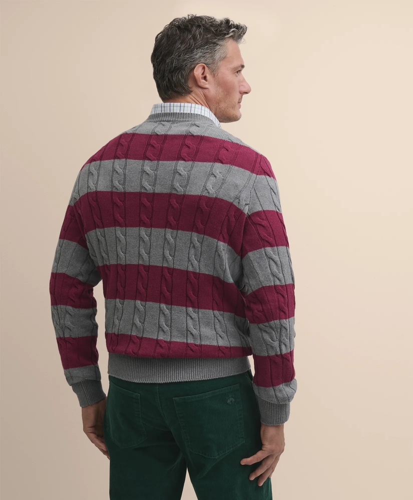 Cotton Cable-Knit Striped Sweater, image 4