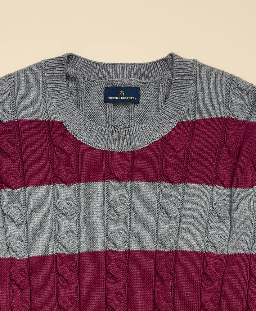 Cotton Cable-Knit Striped Sweater, image 5