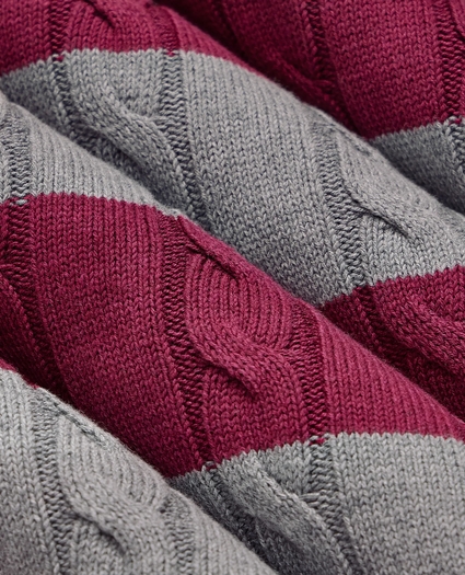Cotton Cable-Knit Striped Sweater, image 6