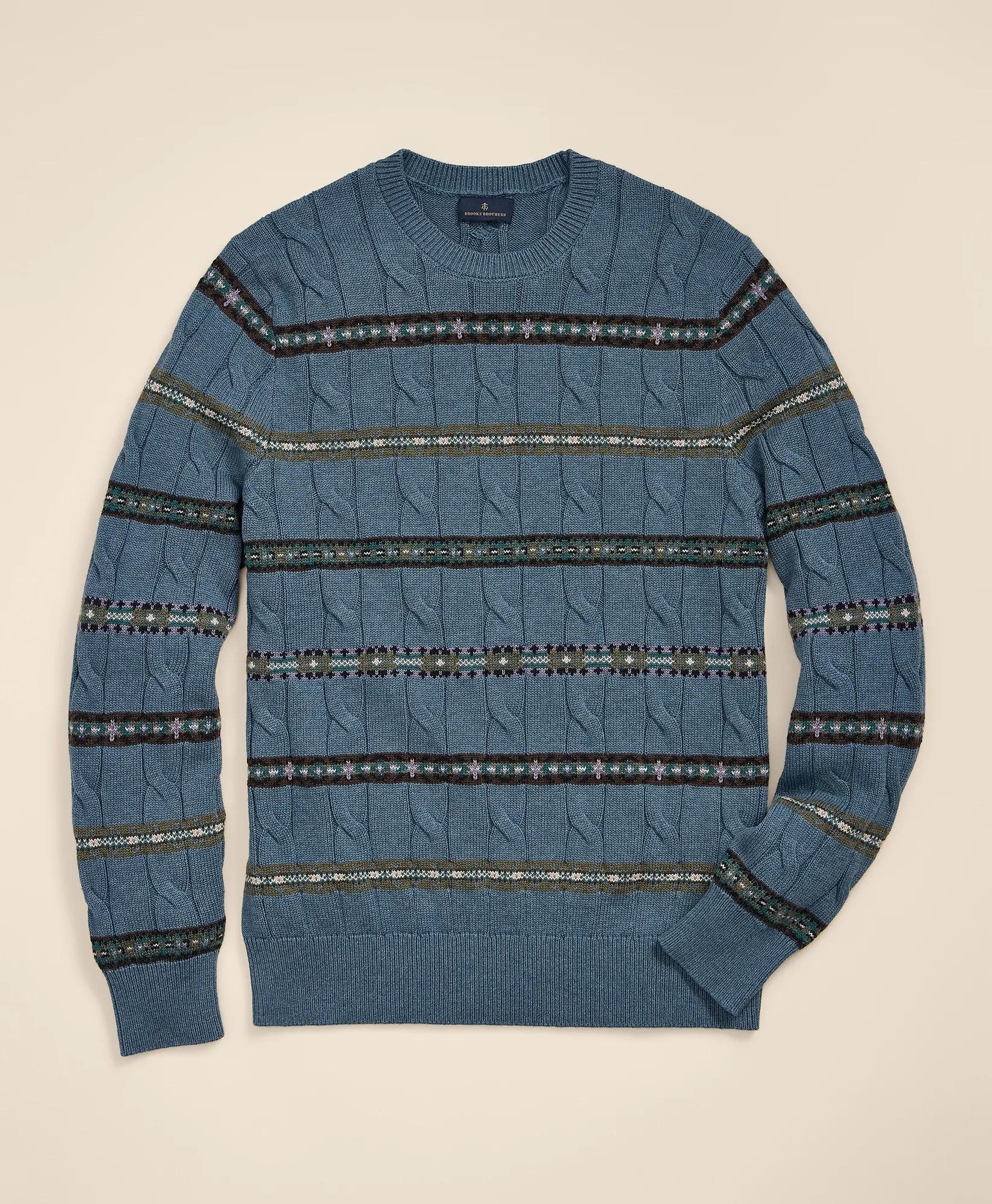 Cotton Float-Jacquard Striped Sweater, image 1