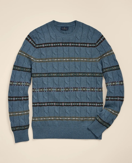 Cotton Float-Jacquard Striped Sweater