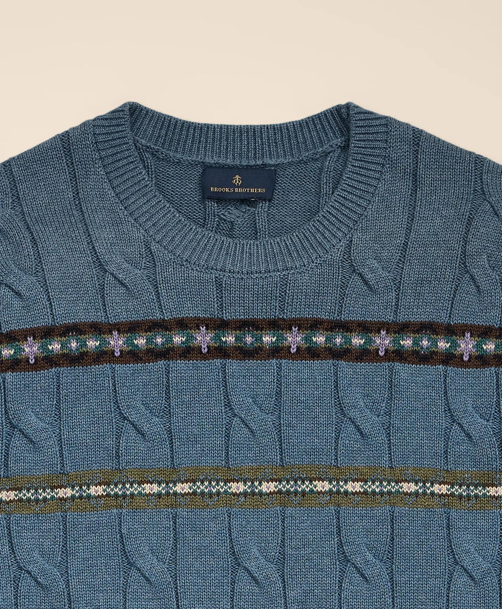 Cotton Float-Jacquard Striped Sweater, image 2