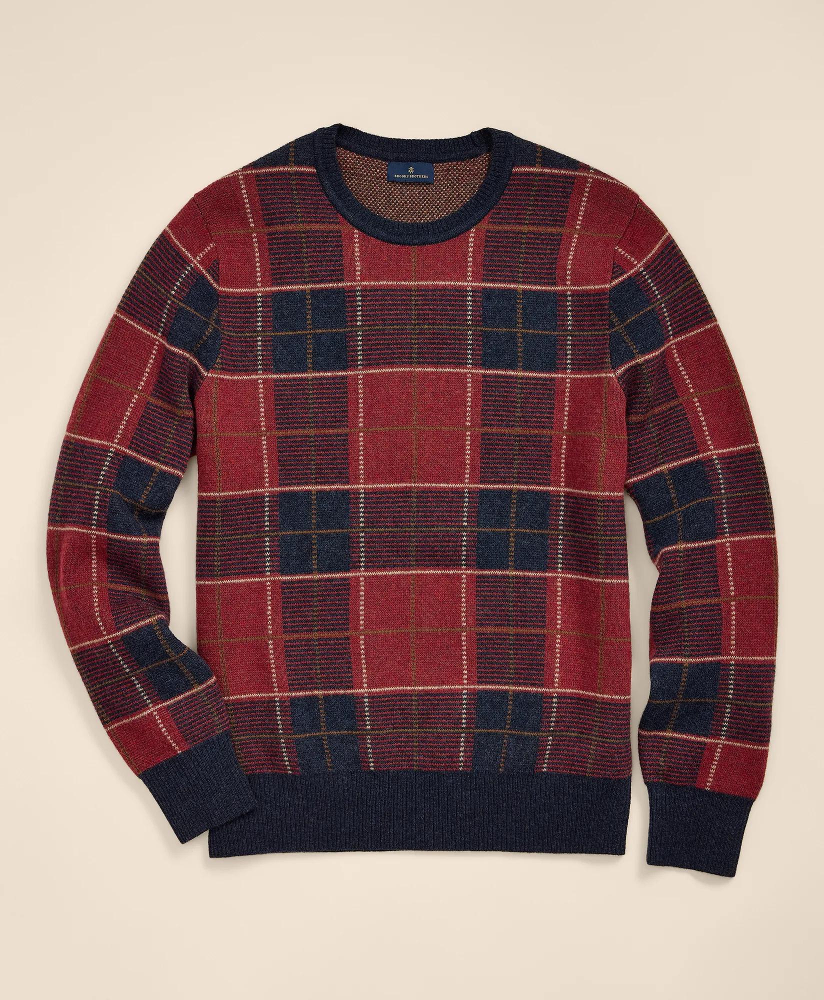 Wool Blend Jacquard Plaid Sweater, image 1