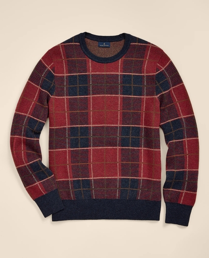 Wool Blend Jacquard Plaid Sweater