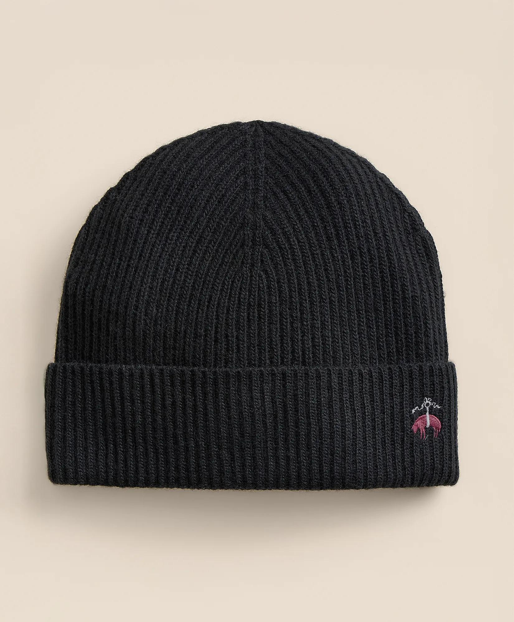 Wool-Cashmere-Blend Ribbed Beanie Hat, image 1