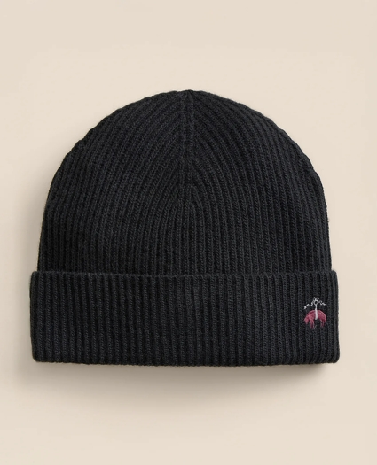 Wool-Cashmere-Blend Ribbed Beanie Hat