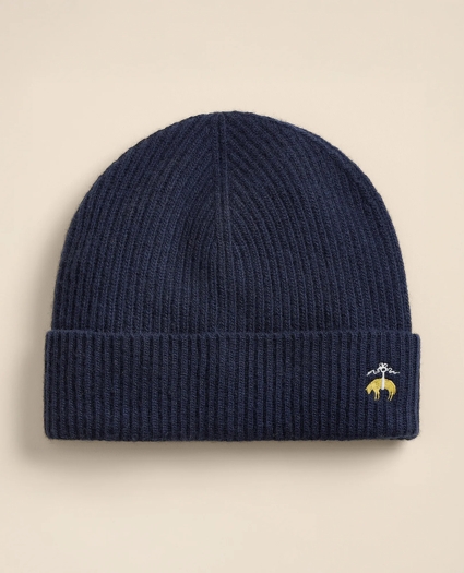 Wool-Cashmere-Blend Ribbed Beanie Hat