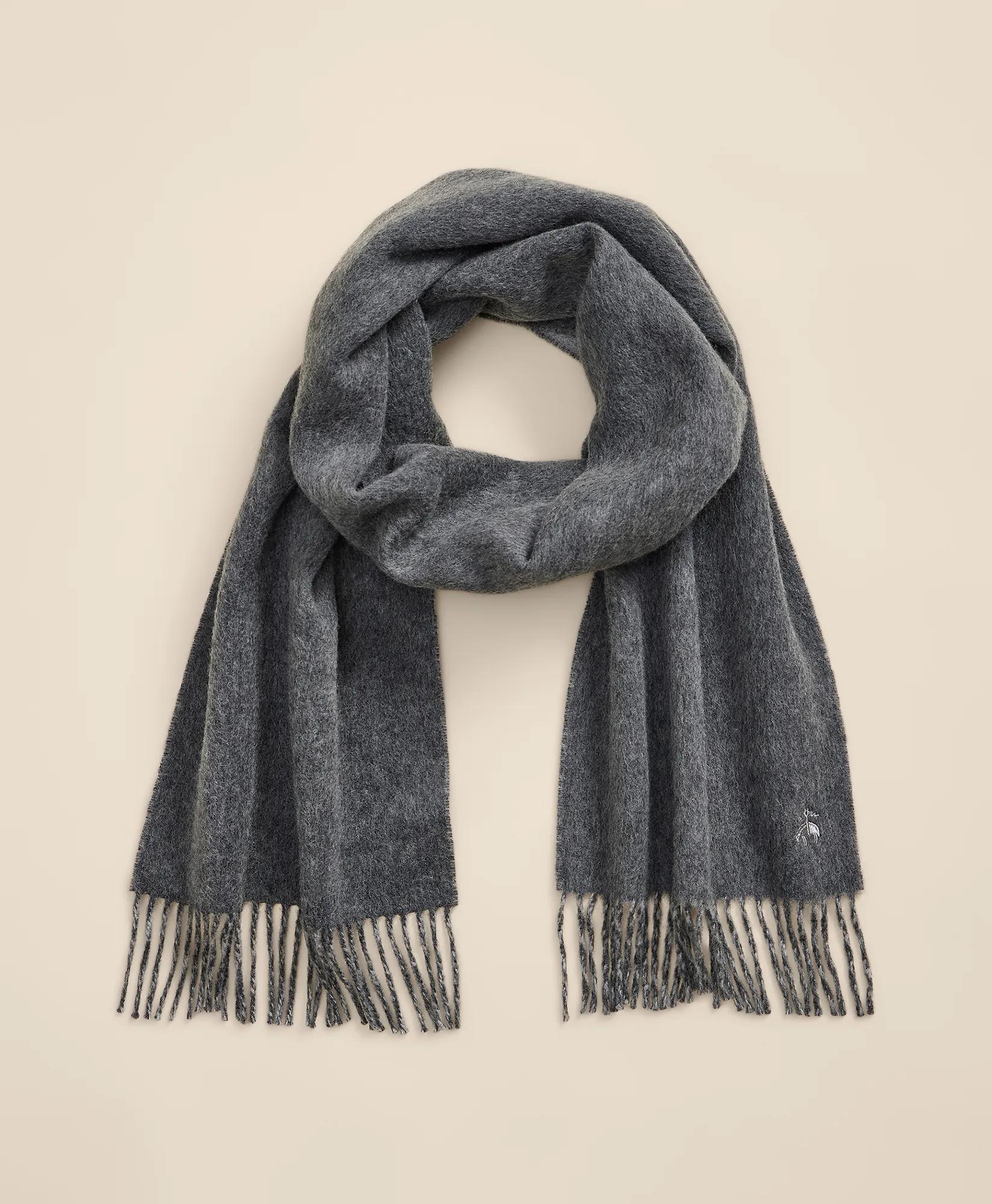 Wool Cashmere Patterned Fringe Scarf, image 1