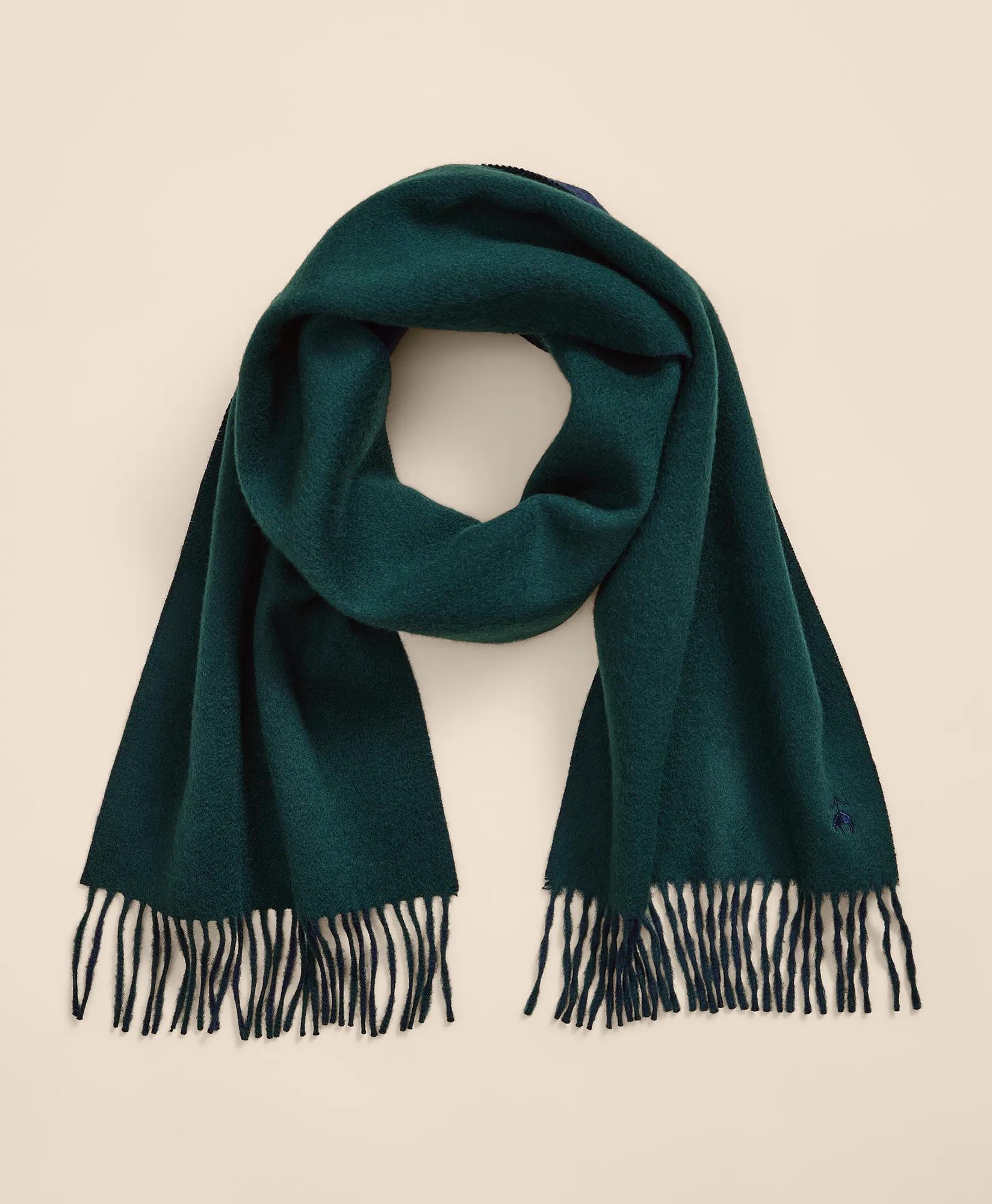 Wool Cashmere Patterned Fringe Scarf, image 1