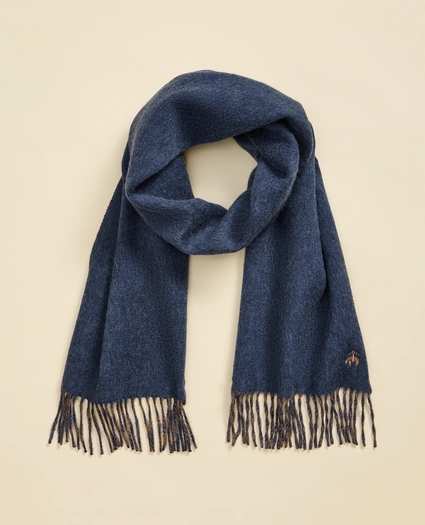 Wool Cashmere Patterned Fringe Scarf