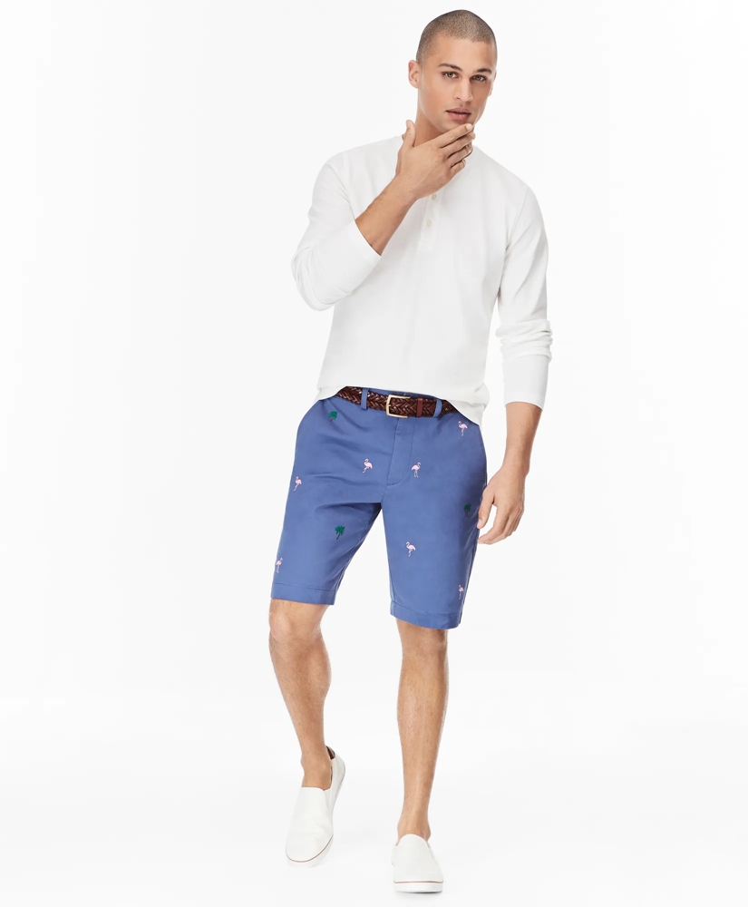 Embroidered Washed Chino 10" Bermuda Shorts, image 2