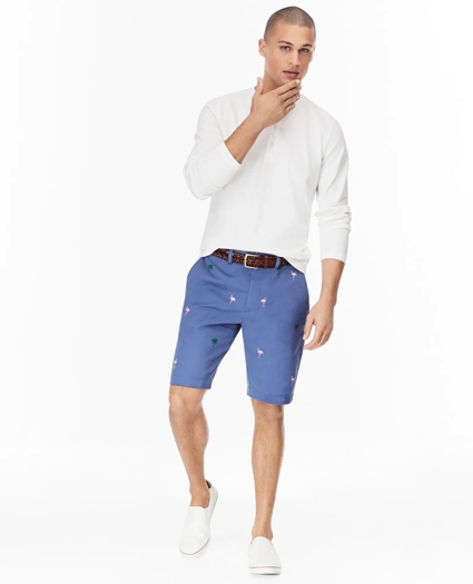 Embroidered Washed Chino 10" Bermuda Shorts, image 2