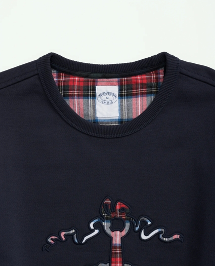 Cotton French Terry Golden-Fleece Tartan Applique Sweatshirt, image 2