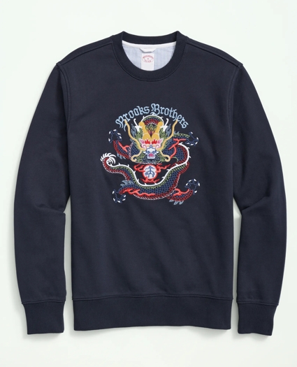 Men's French Terry Cotton Lunar New Year Embroidered Dragon Sweatshirt, image 1