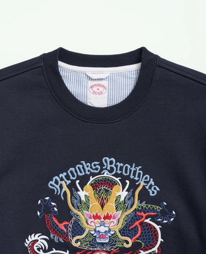 Men's French Terry Cotton Lunar New Year Embroidered Dragon Sweatshirt, image 2