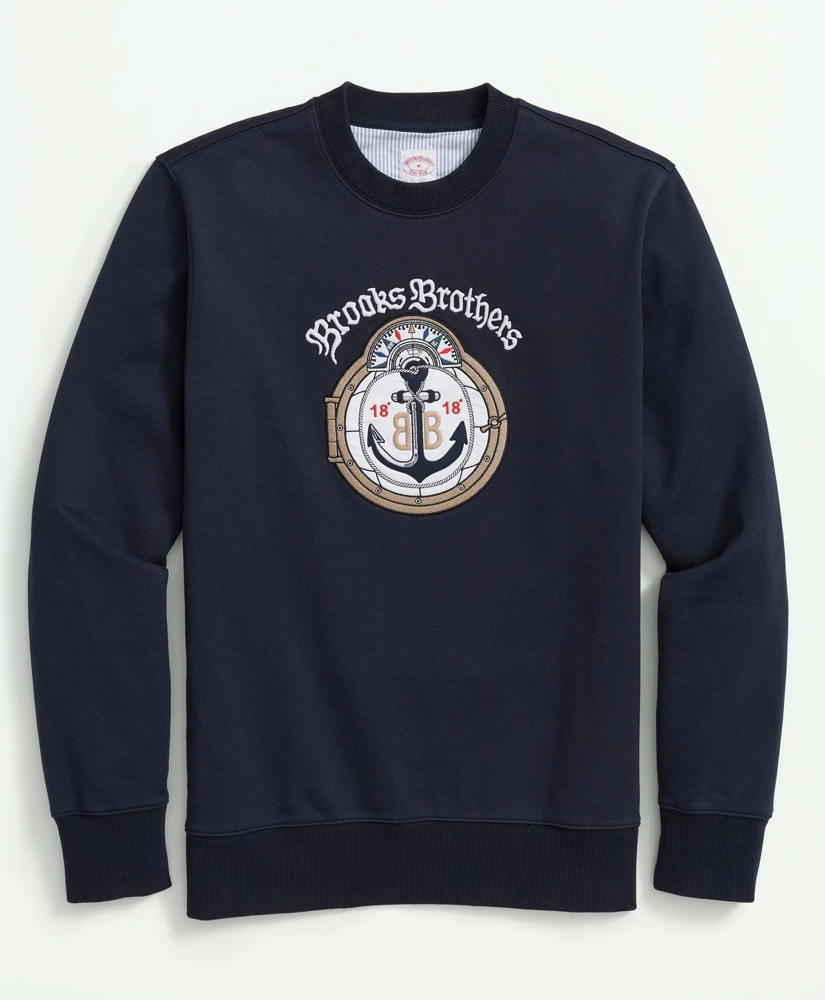 【国内発】 SOPHNET. × Brooks Brothers / CREWNECK PULLOVER Vintage-Inspired Emblem Sweatshirt in French Terry Cotton