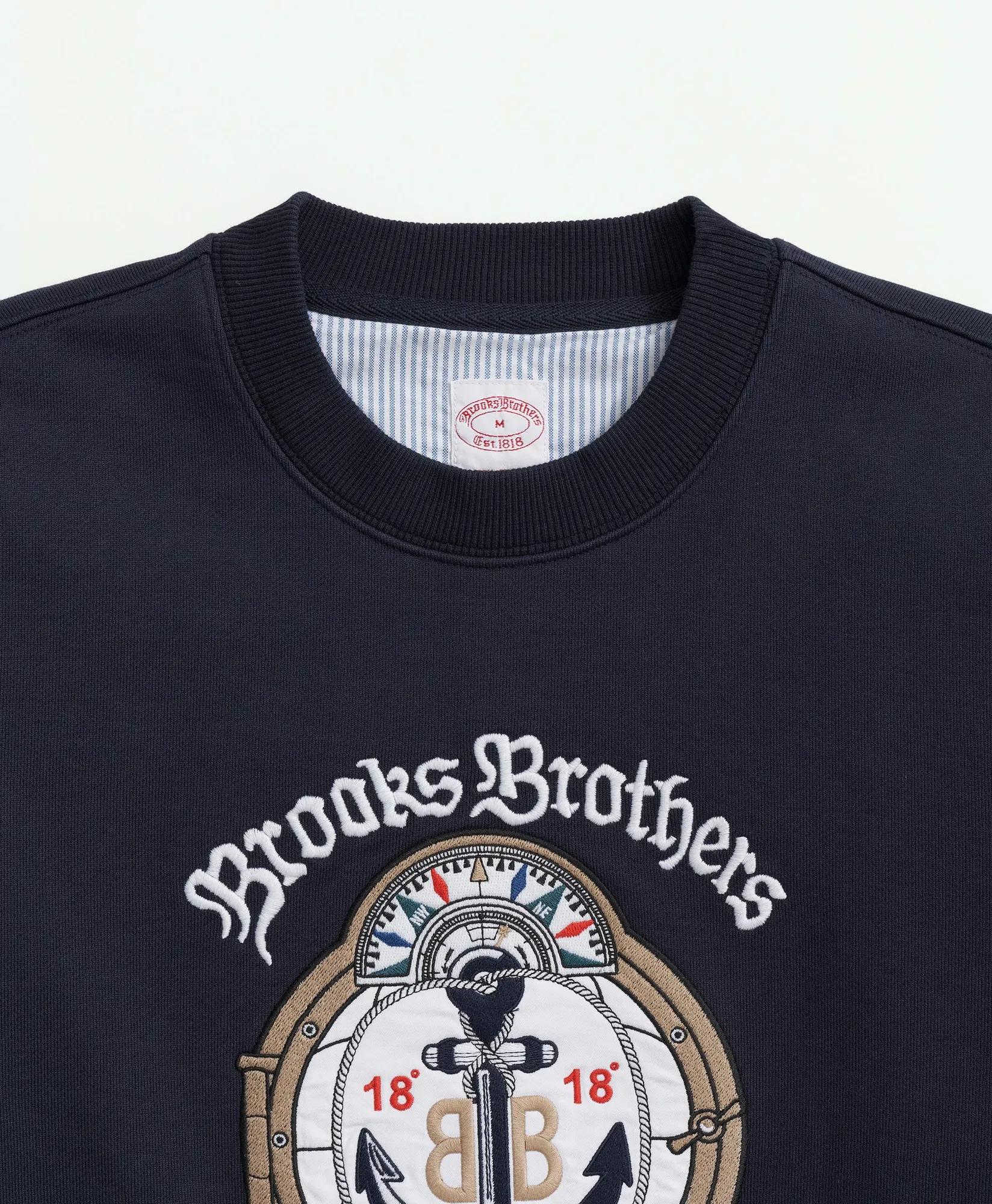 Vintage-Inspired Emblem Sweatshirt in French Terry Cotton, image 2