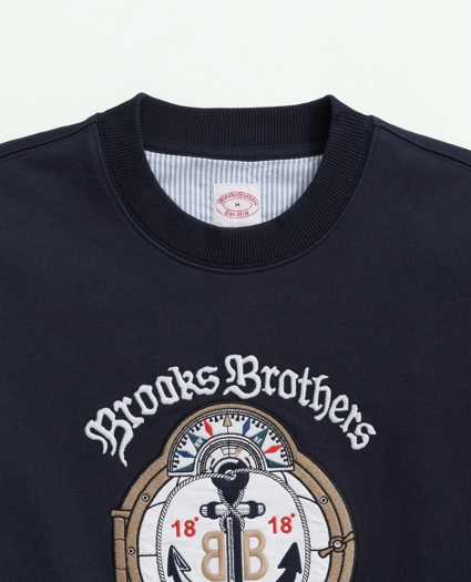 Vintage-Inspired Emblem Sweatshirt in French Terry Cotton, image 2