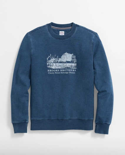 Cherry Street Sweatshirt in Over-Dyed Indigo-Wash Terry Cotton, image 1