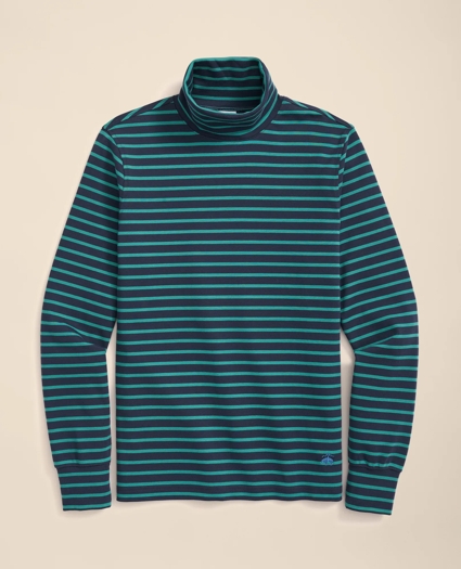 Cotton Blend Striped Turtleneck, image 1
