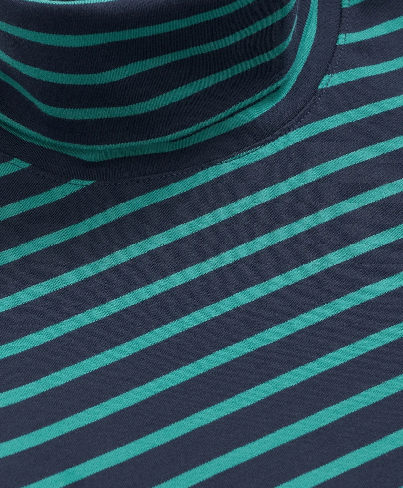 Cotton Blend Striped Turtleneck
