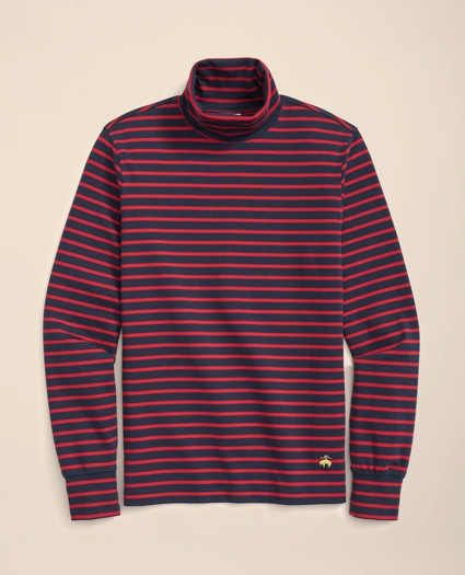 Cotton Blend Striped Turtleneck, image 1