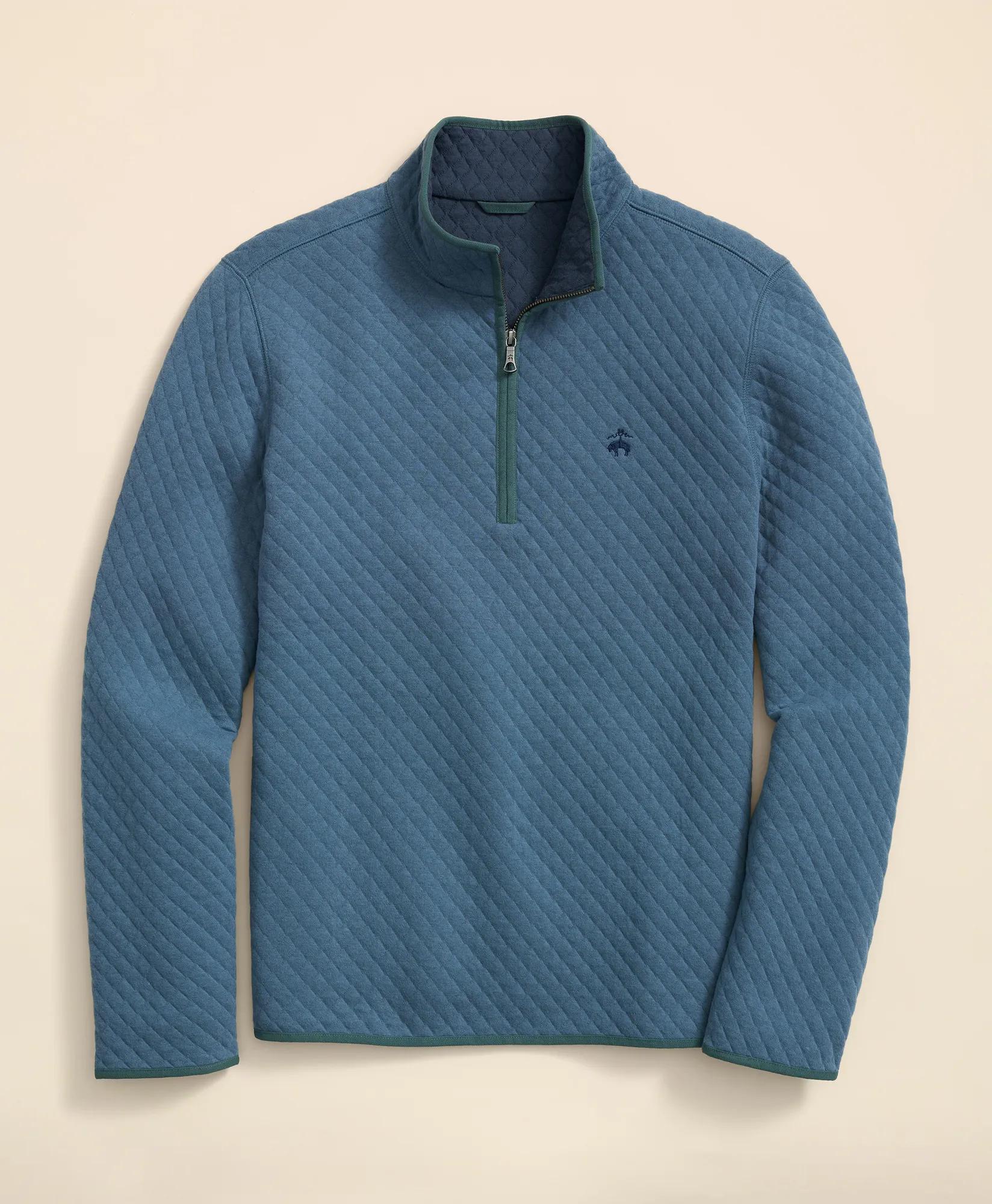 Diamond-Quilted Half-Zip in Cotton Blend, image 1